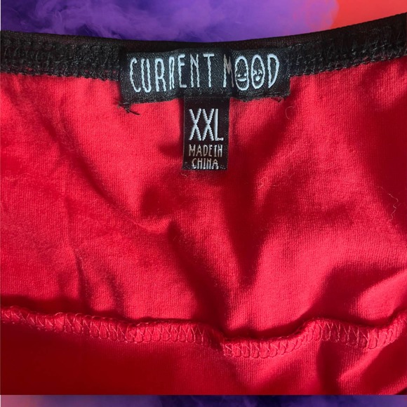 💥SOLD💥Dollskill Current Mood Love Lost Red and Black Mini Skirt Mesh Overlay - Picture 2 of 5